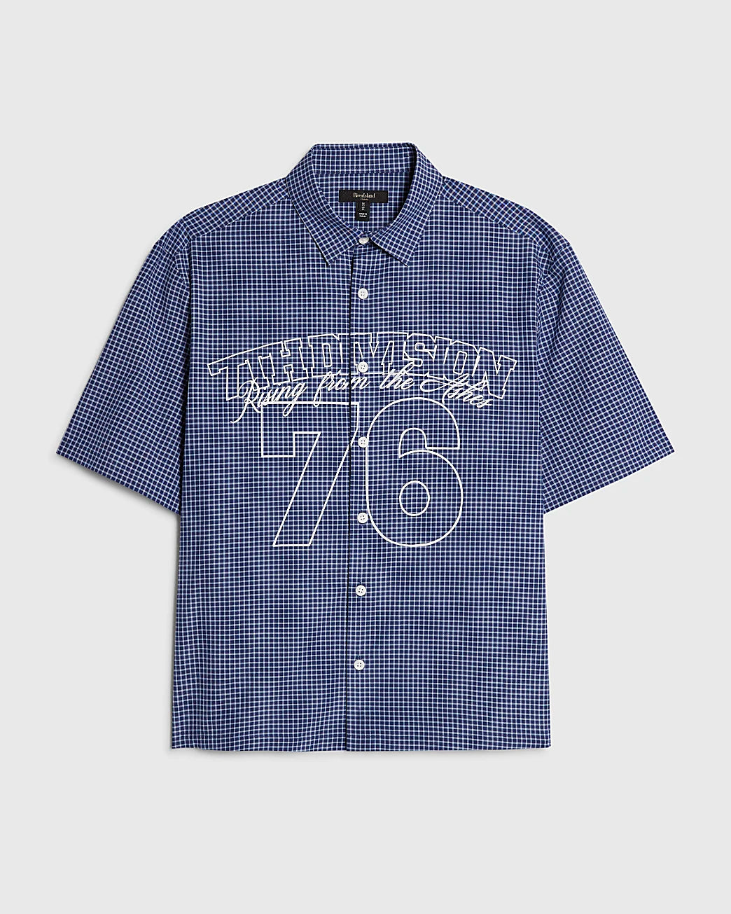 NAVY REGULAR FIT 76 CHECK COTTON BLEND SHIRT