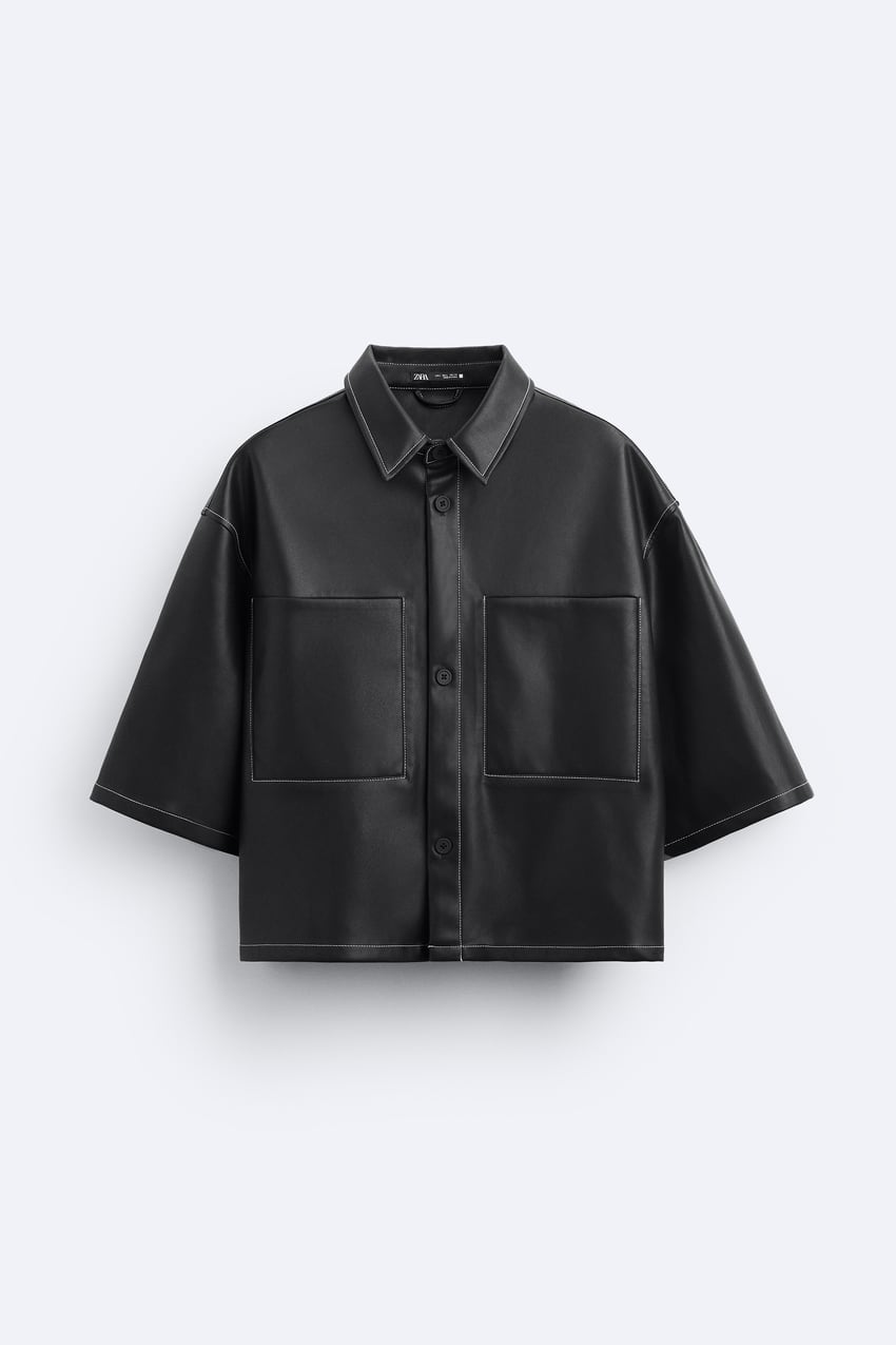 FAUX LEATHER OVERSHIRT