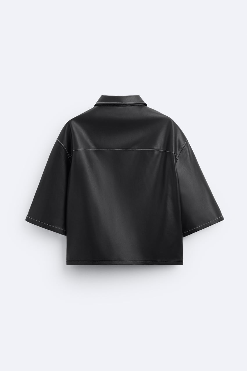 FAUX LEATHER OVERSHIRT