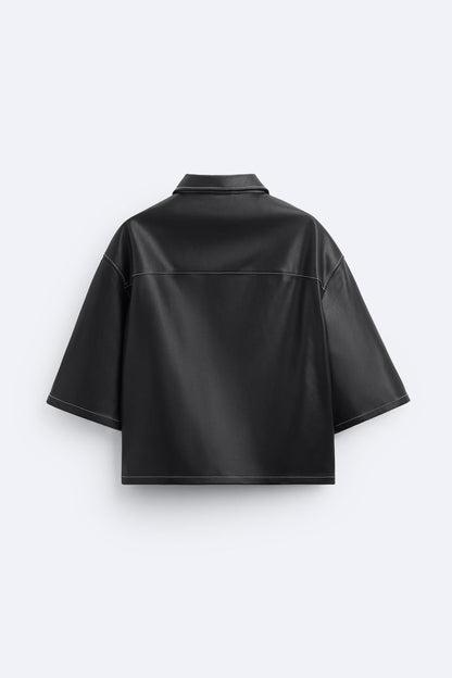 FAUX LEATHER OVERSHIRT