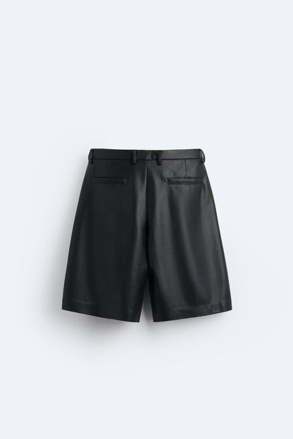 FAUX LEATHER BERMUDA SHORTS