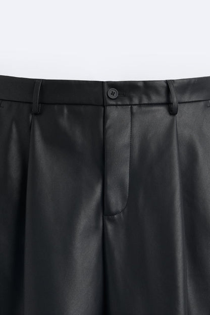 FAUX LEATHER BERMUDA SHORTS