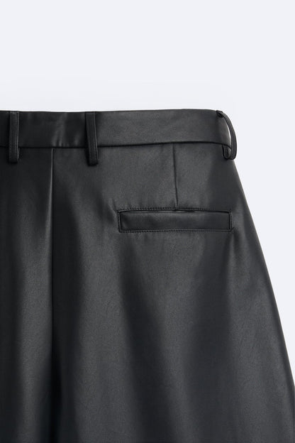 FAUX LEATHER BERMUDA SHORTS