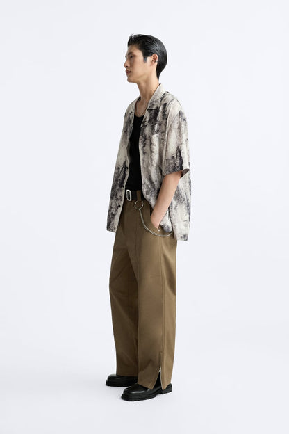 TEXTURED TROUSERS WITH SEAMS