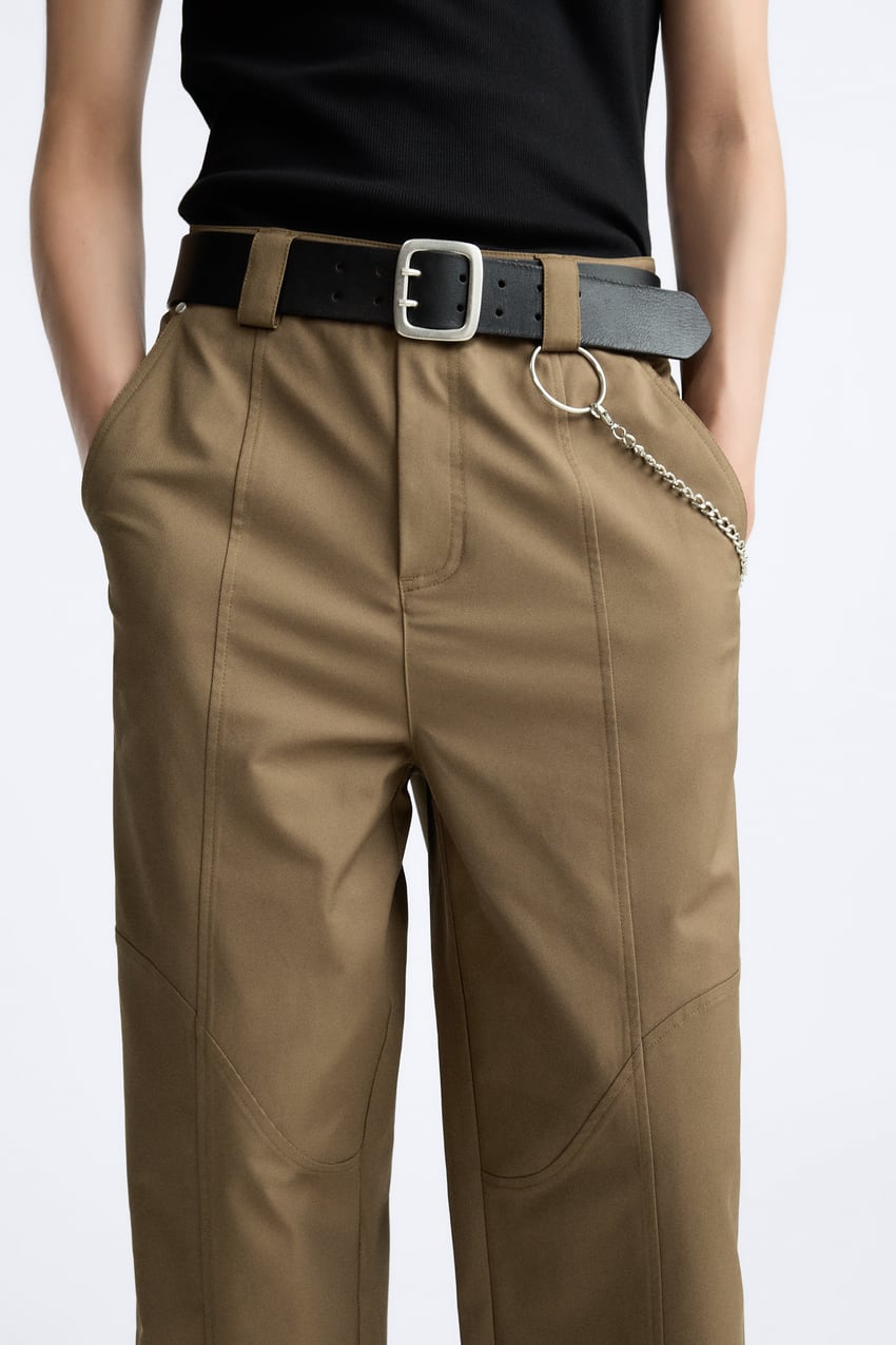 TEXTURED TROUSERS WITH SEAMS