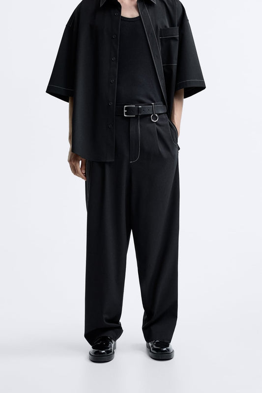 TROUSERS WITH CONTRAST TOPSTITCHING