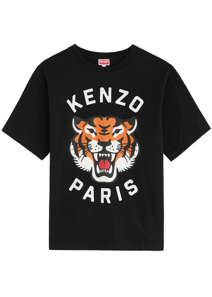 TIGER AND LOGO PRINT T-SHIRT