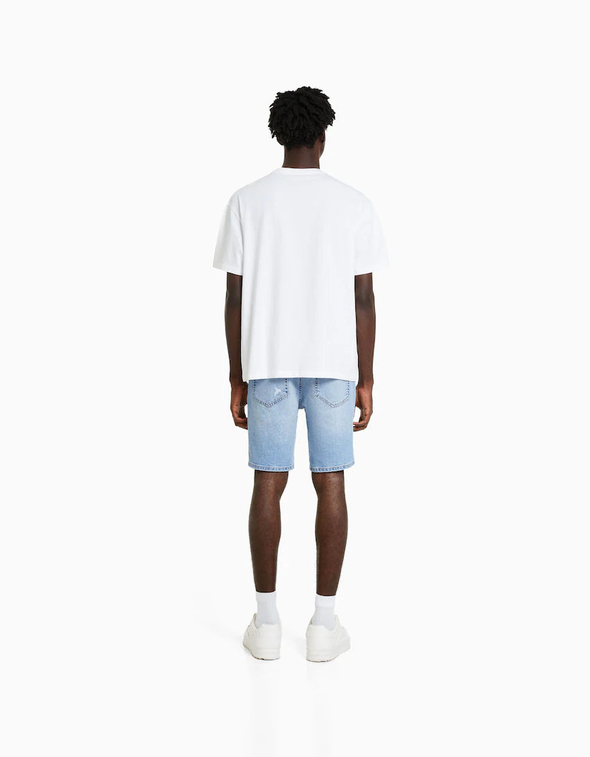 RIPPED DENIM BERMUDA SHORTS