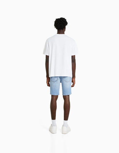 RIPPED DENIM BERMUDA SHORTS