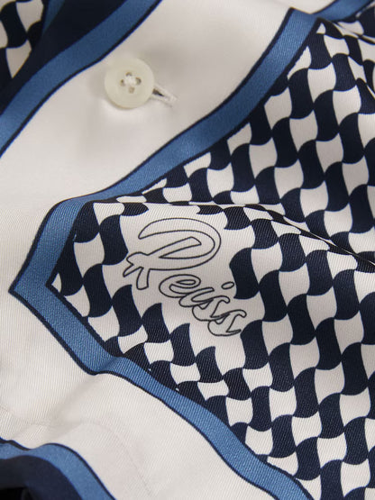 GEOMETRIC-PRINT CUBAN-COLLAR SHIRT
