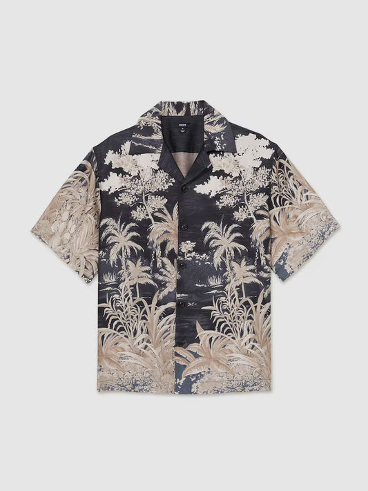JUNGLE PRINT CUBAN-COLLAR SHIRT
