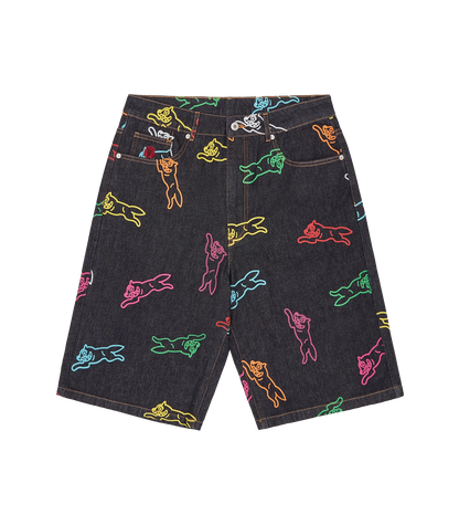 ALLOVER RUNNING DOG DENIM SHORTS