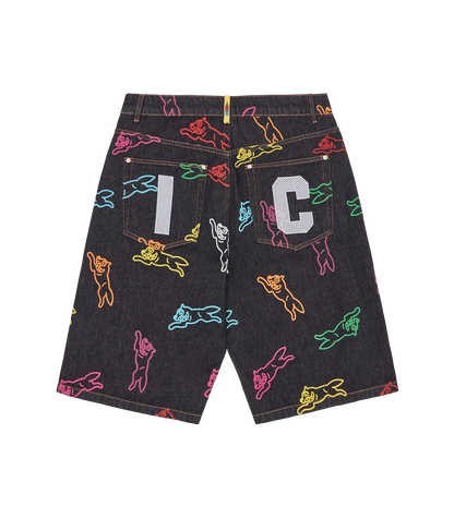 ALLOVER RUNNING DOG DENIM SHORTS