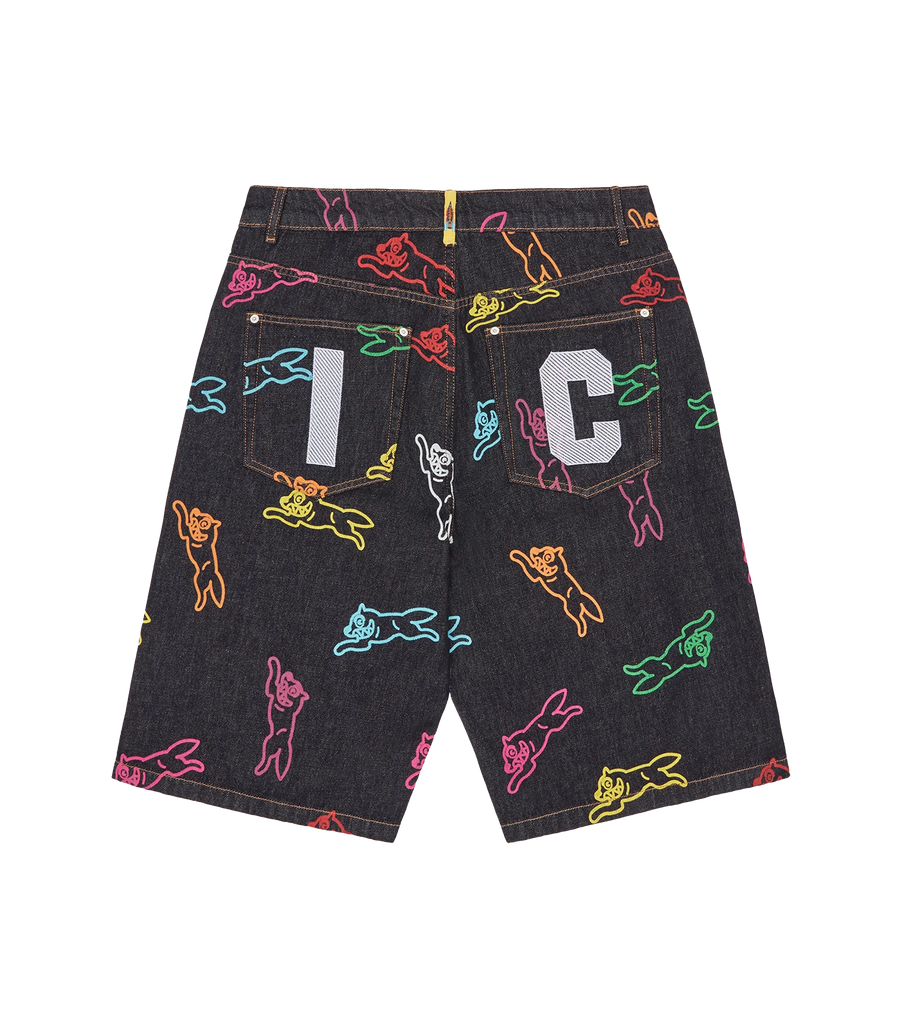 ALLOVER RUNNING DOG DENIM SHORTS