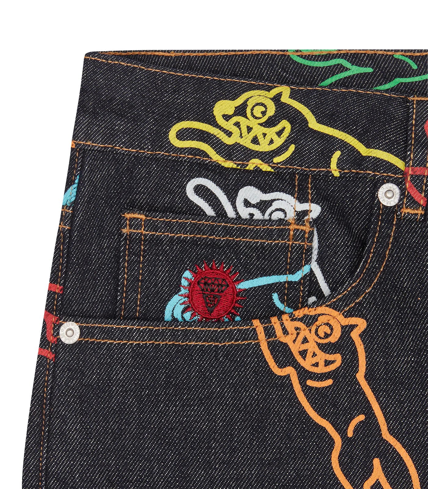ALLOVER RUNNING DOG DENIM SHORTS