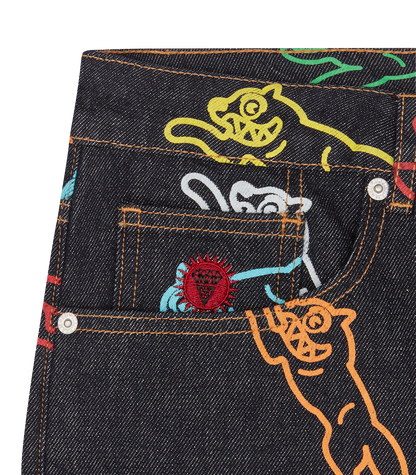 ALLOVER RUNNING DOG DENIM SHORTS