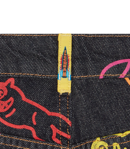 ALLOVER RUNNING DOG DENIM SHORTS