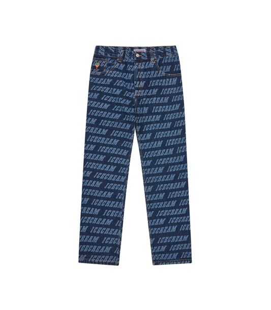 REPEAT LOGO DOUBLE SCOOP DENIM PANT