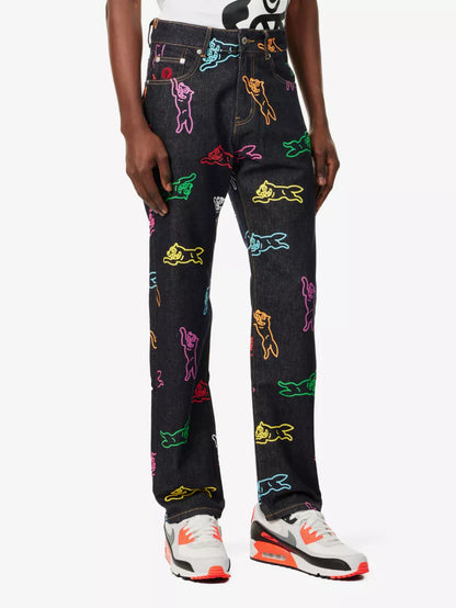 ALLOVER RUNNING DOG DENIM JEANS PANTS