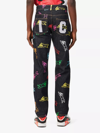 ALLOVER RUNNING DOG DENIM JEANS PANTS