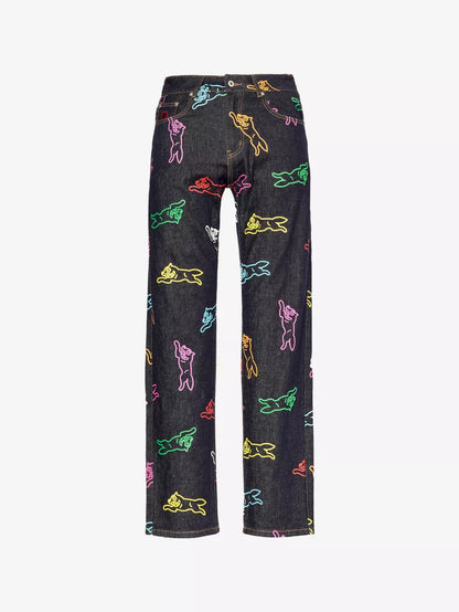 ALLOVER RUNNING DOG DENIM JEANS PANTS
