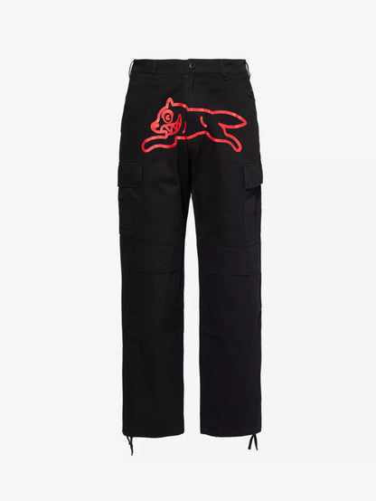 RUNNING DOG GRAPHIC-PRINT STRAIGHT-LEG COTTON CARGO TROUSERS