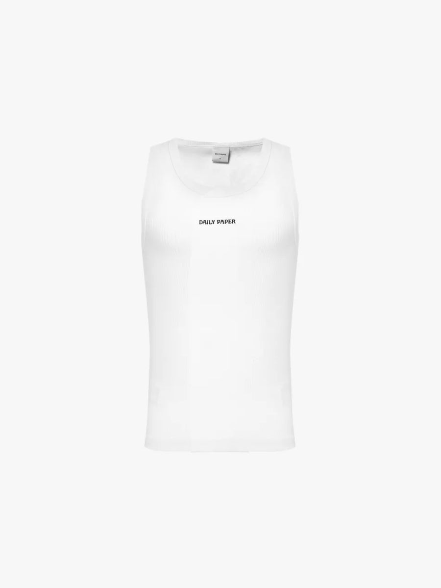 BRAND-EMBROIDERED RIBBED STRETCH-COTTON TOP