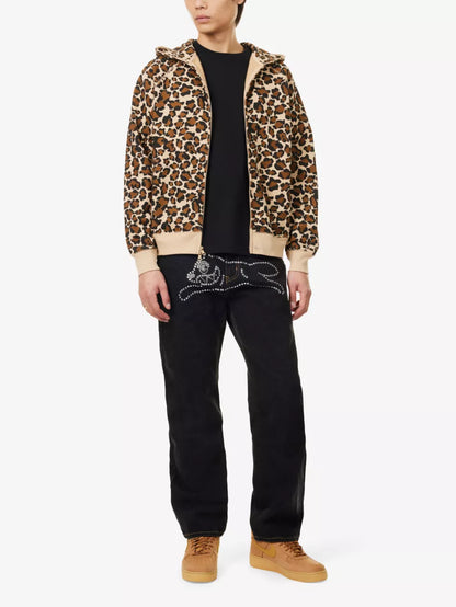 LEOPARD-PRINT ZIP-THROUGH COTTON