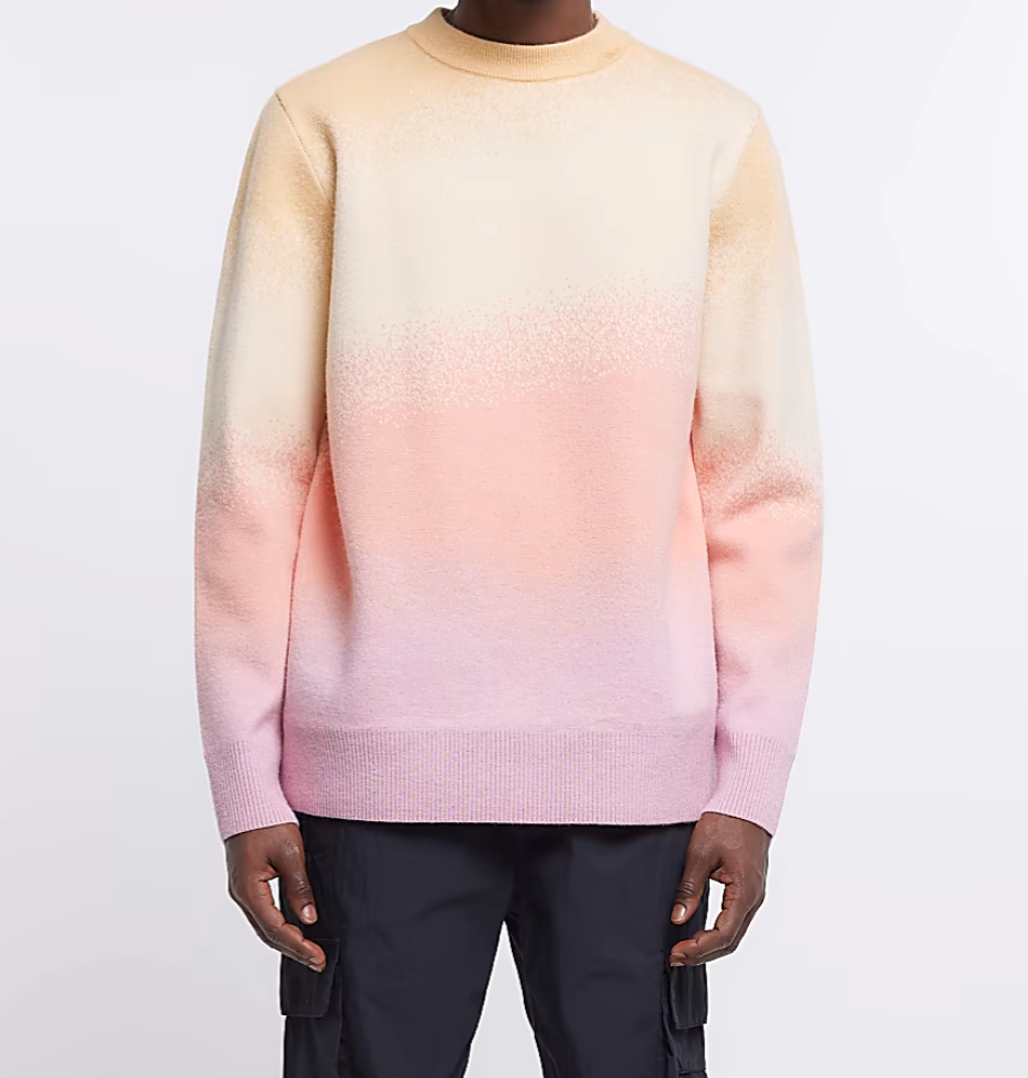 PINK REGULAR FIT KNITTED OMBRE JUMPER