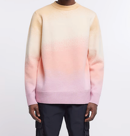 PINK REGULAR FIT KNITTED OMBRE JUMPER
