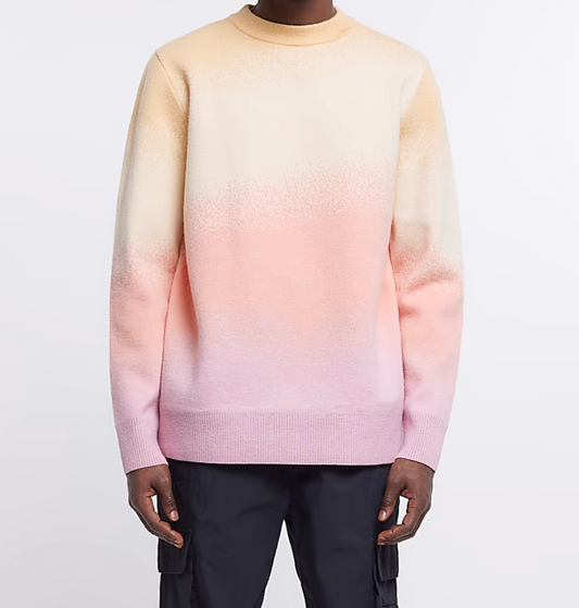 PINK REGULAR FIT KNITTED OMBRE JUMPER