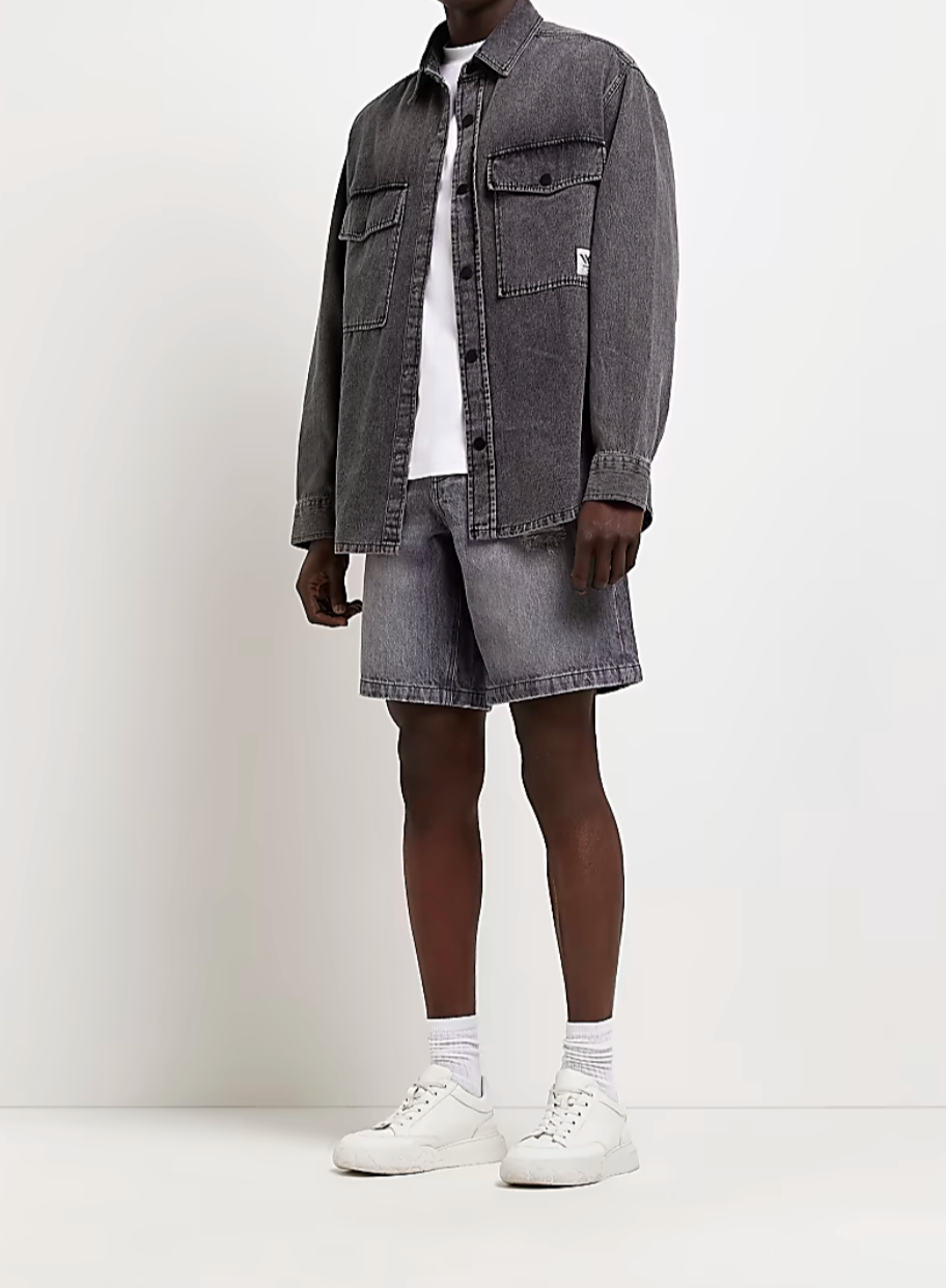 BLACK OVERSIZED FIT DENIM SHIRT