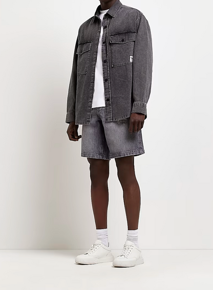 BLACK OVERSIZED FIT DENIM SHIRT