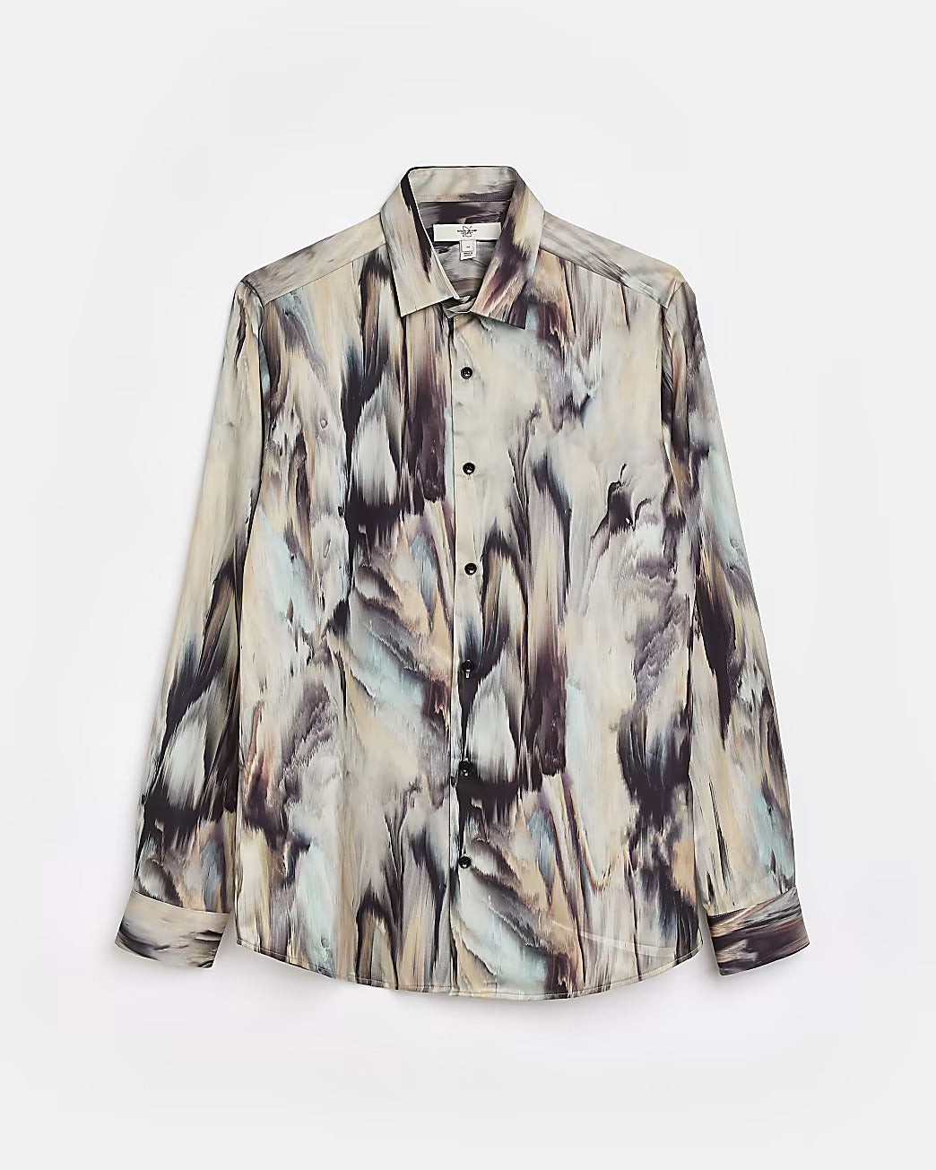 BEIGE REGULAR FIT PRINT LONG SLEEVE SHIRT