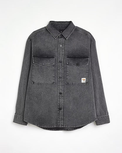 BLACK OVERSIZED FIT DENIM SHIRT