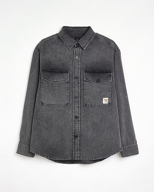 BLACK OVERSIZED FIT DENIM SHIRT