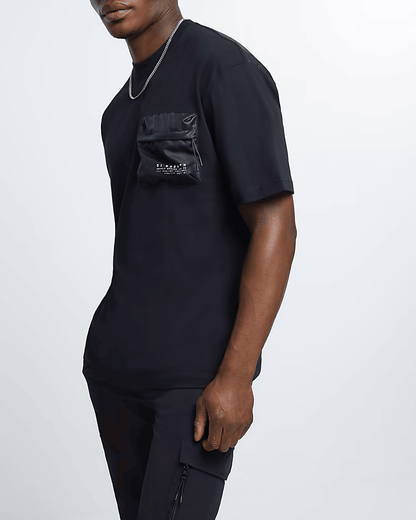 BLACK OVERSIZED FIT UTILITY POCKET T-SHIRT