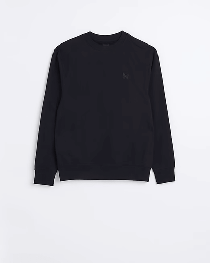 BLACK REGULAR FIT EMBROIDERED SWEATSHIRT