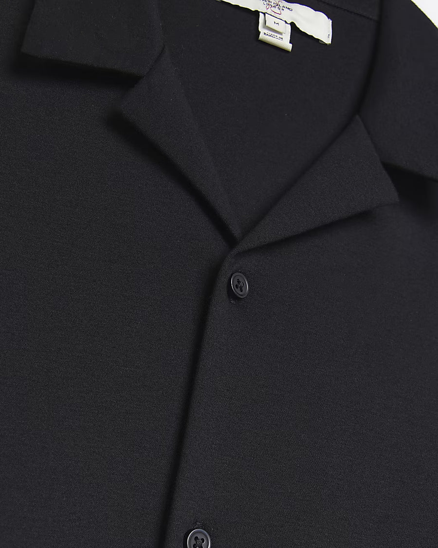 BLACK REGULAR FIT JERSEY REVERE SHIRT