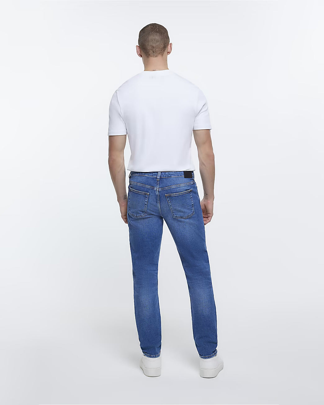 BLUE SLIM FIT RIPPED JEANS