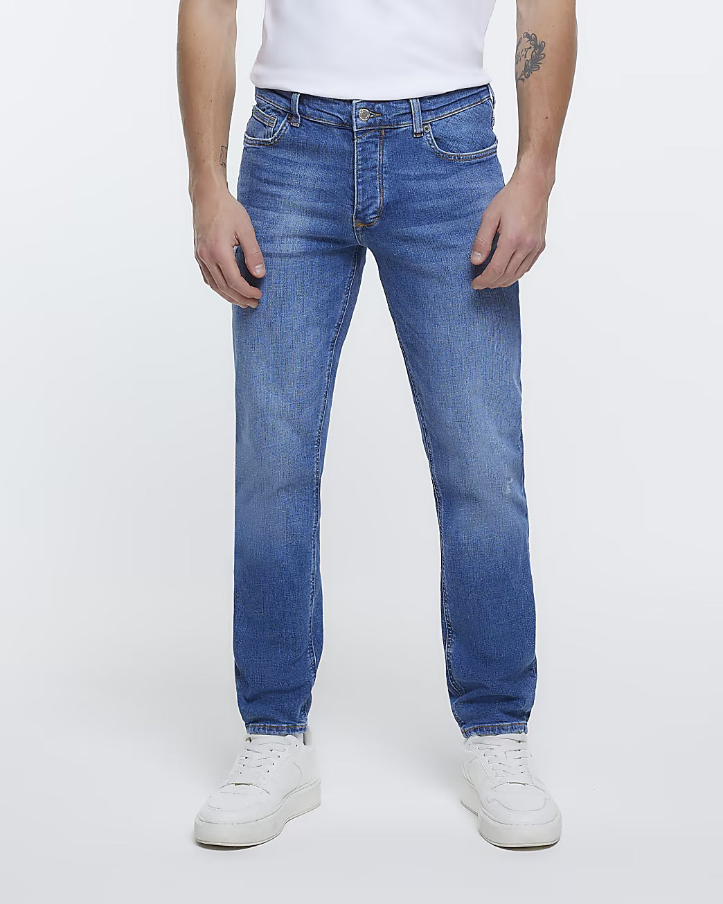 BLUE SLIM FIT RIPPED JEANS