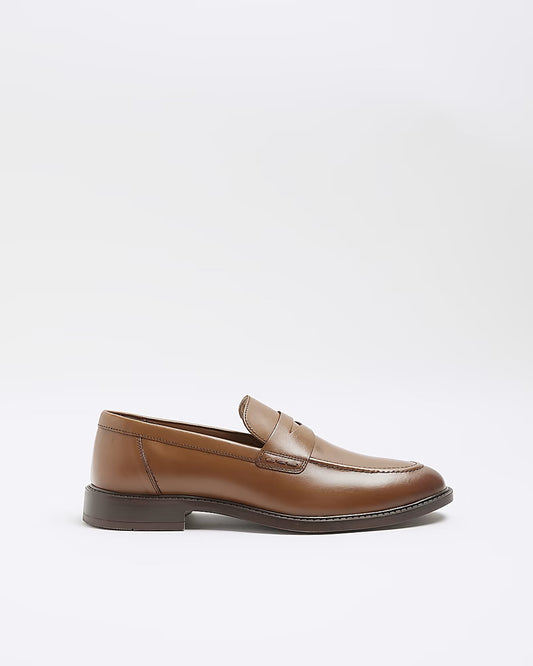 BROWN LEATHER PENNY LOAFERS