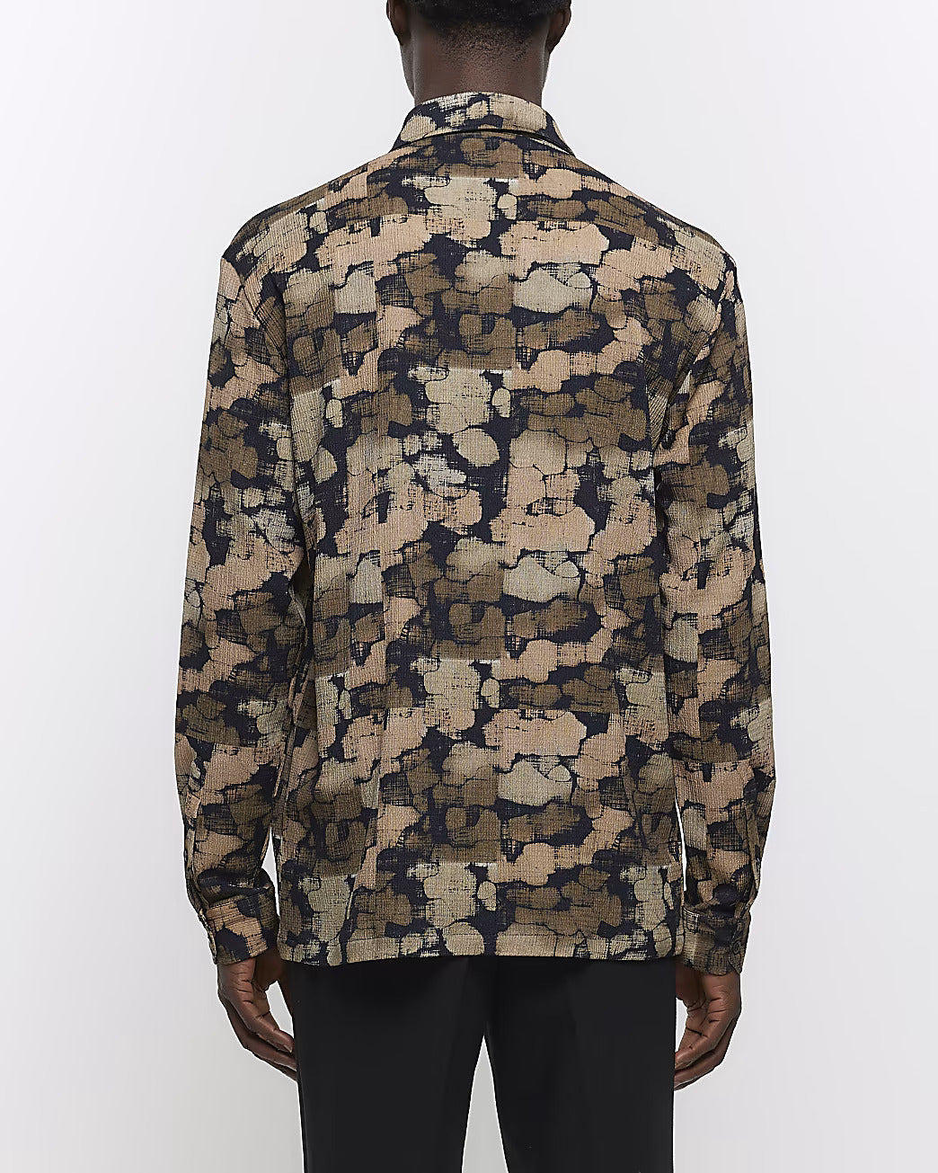 BROWN REGULAR FIT TEXTURED PEBBLE SHIRT