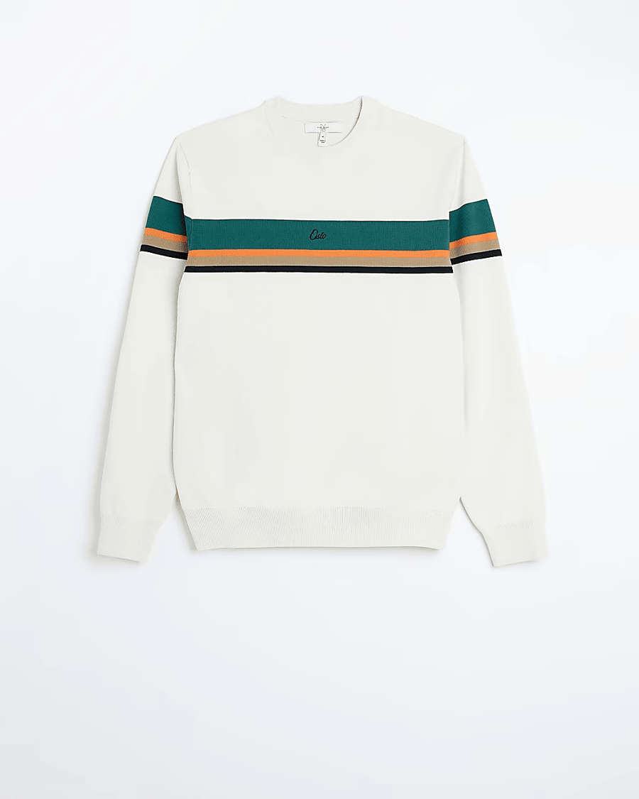 ECRU SLIM FIT STRIPED JUMPER