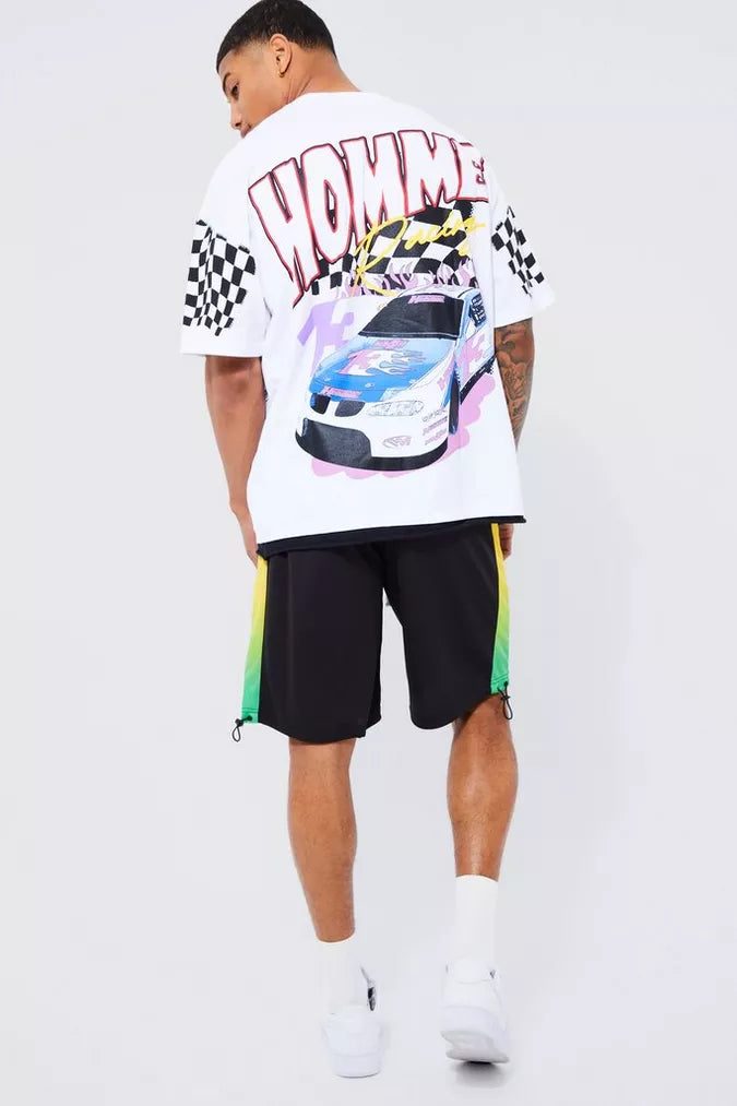 MESH OMBRE PANELLED SHORT