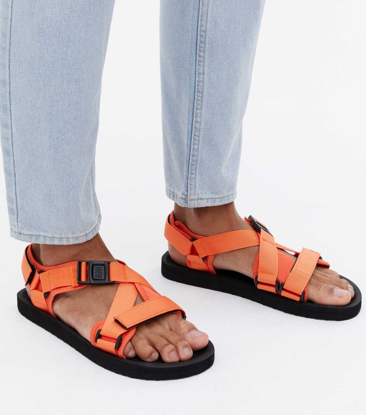 ORANGE WEBBED STRAP TECHNICAL SANDALS