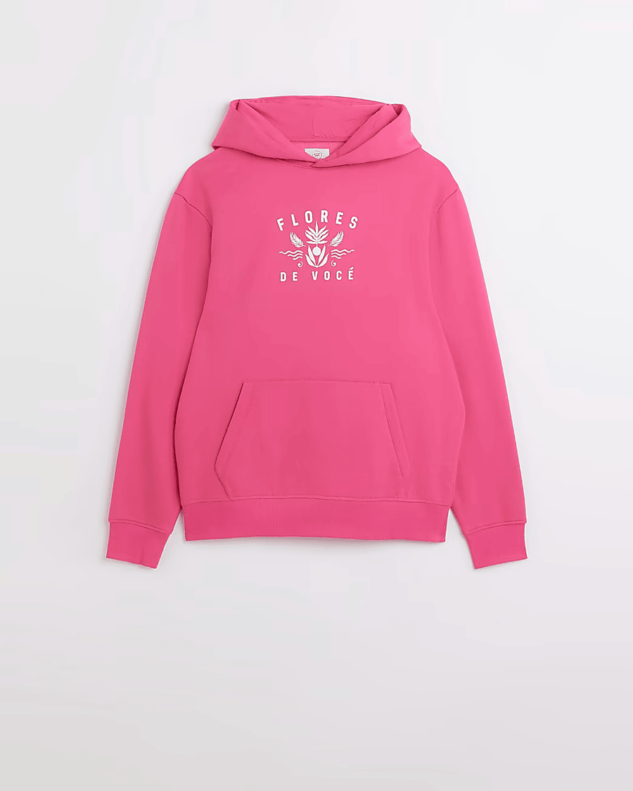 PINK REGULAR FIT GRAPHIC HOODIE