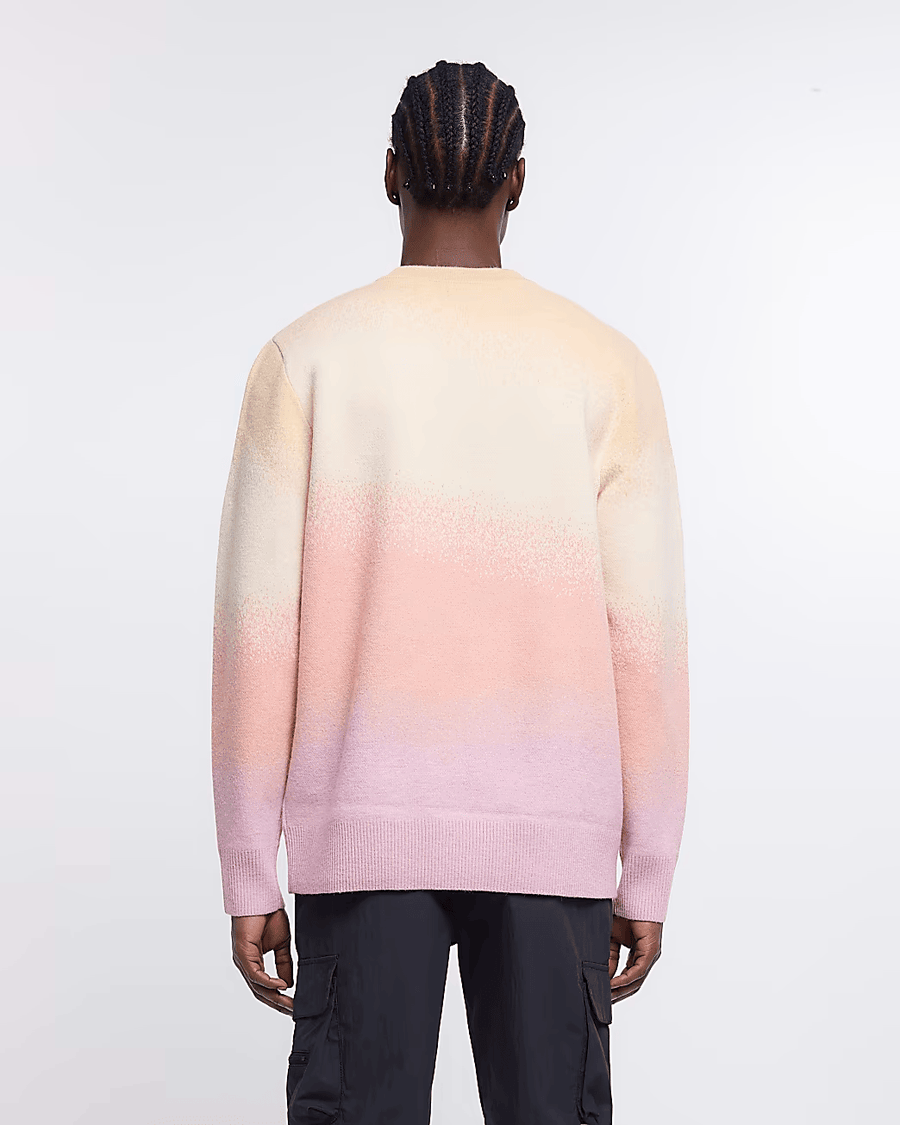 PINK REGULAR FIT KNITTED OMBRE JUMPER