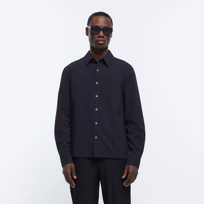 BLACK OVERSIZED FIT UTILITY SHIRT