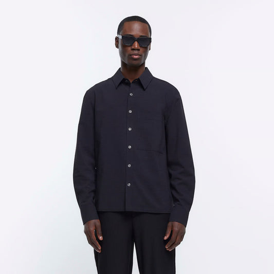 BLACK OVERSIZED FIT UTILITY SHIRT